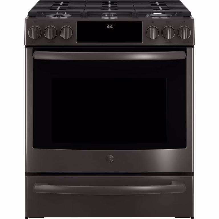 Profile 30" Slide-In Convection Gas Range - Black/Stainless